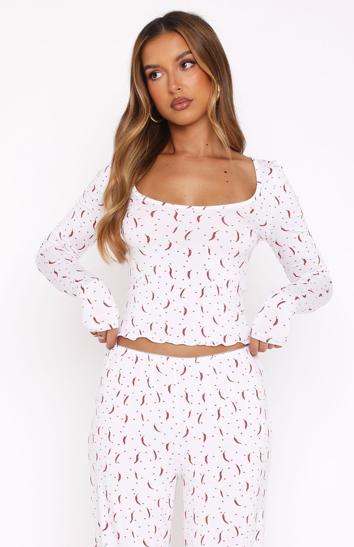 Dreamy Long Sleeve Pyjama Top Chilli Dream