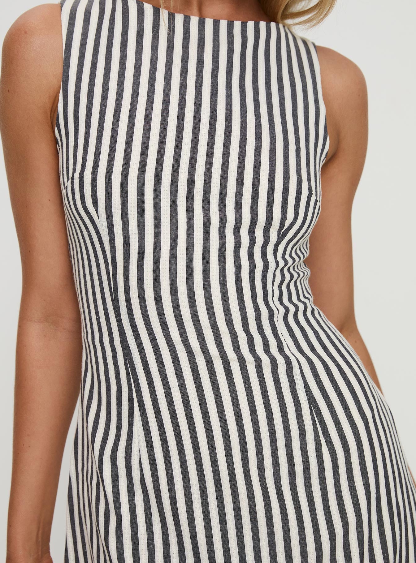 yumiko Shift Mini Dress Grey Stripe