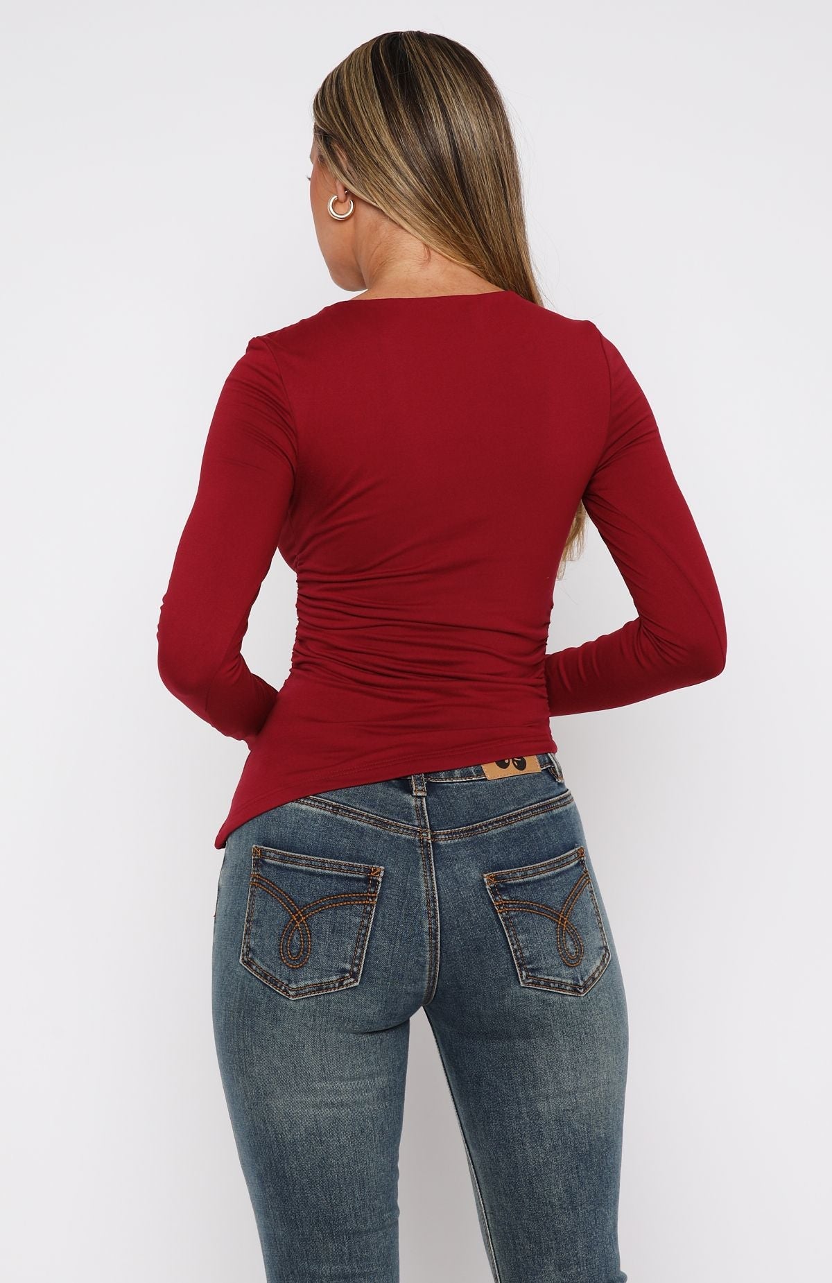 She Don't Play Long Sleeve Top Wine