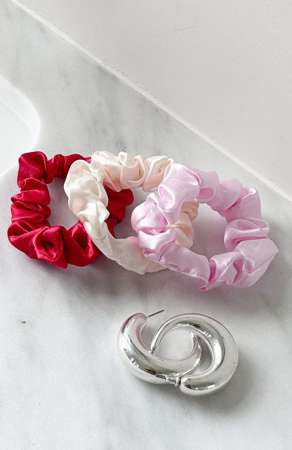 Dalia Hair Tie Set Baby Pink/Red/Cream