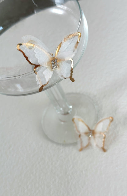 Willow Butterfly Earrings White