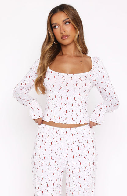 Dreamy Long Sleeve Pyjama Top Chilli Dream