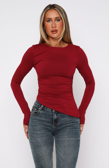 She Don't Play Long Sleeve Top Wine