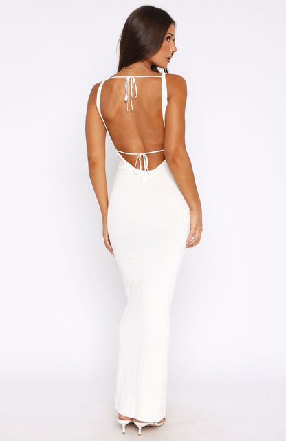 Tea Party Knit Maxi Dress Off White