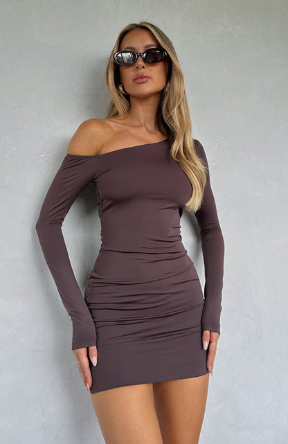 That's On You Long Sleeve Mini Dress Chocolate