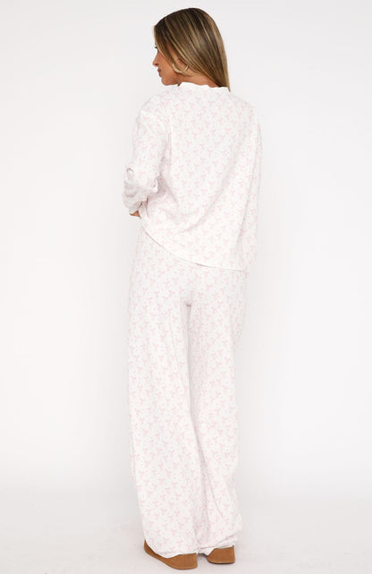 Staying Snug Long Sleeve Pyjama Set Bow Delight