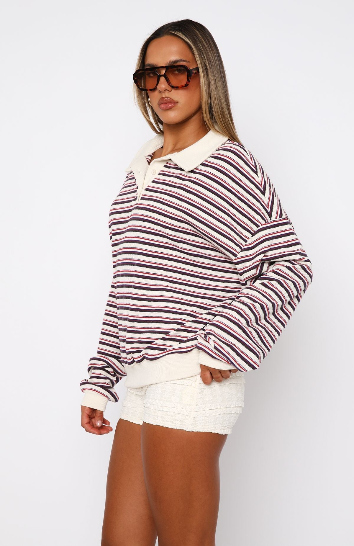 Behind Your Back Long Sleeve Rugby Shirt Red Stripe